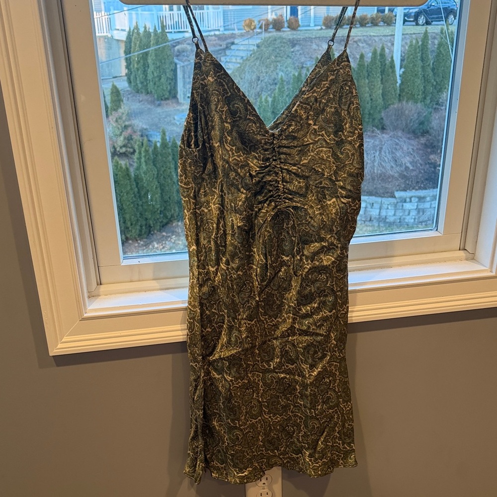 Zara Green Patterned Mini Dress